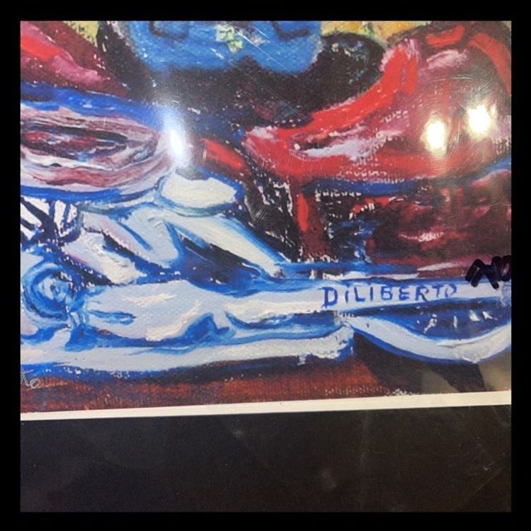 Peggy Diliberto Signed Art Poster New Orleans  24 x20 Matted Blue Dog Signed