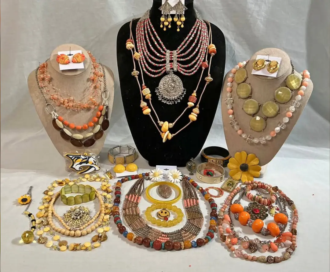 💎Curated Warm Tone Statement Jewelry Collection (30+ Pieces) • Boho, Artisan & Vintage-Inspired Mixed Lot