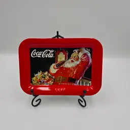 Vintage 1998 Coca-Cola with Santa Claus Christmas Mini Metal Tray