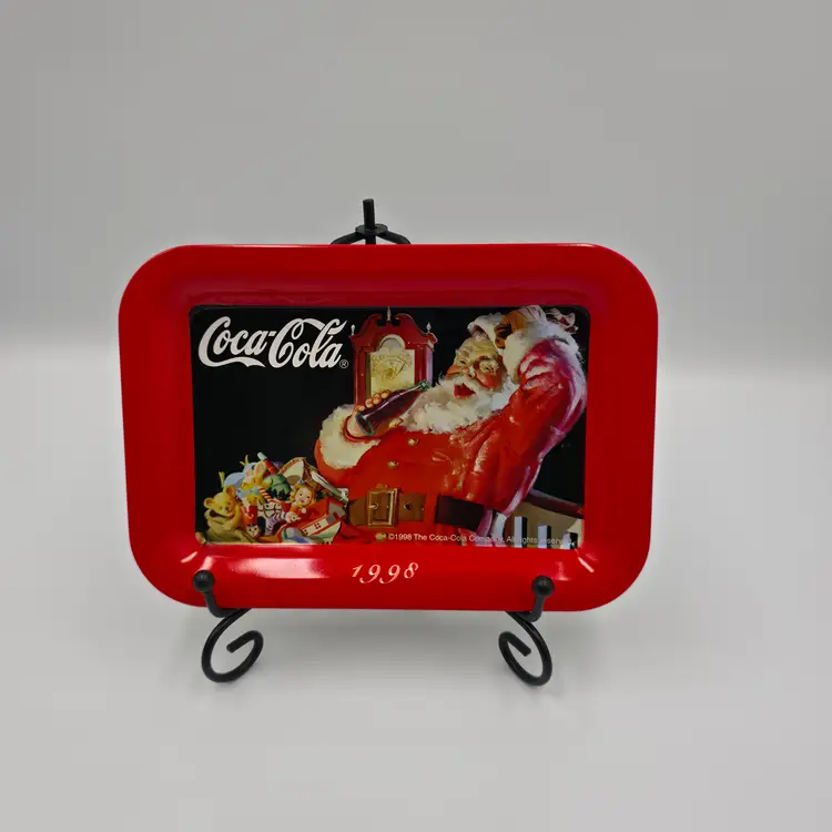 Vintage 1998 Coca-Cola with Santa Claus Christmas Mini Metal Tray