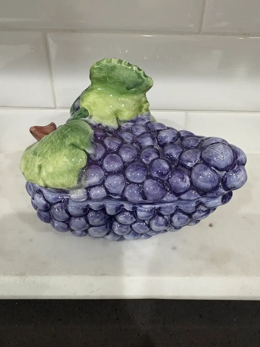 Vintage Vietri Grape Ceramic Canister Purple