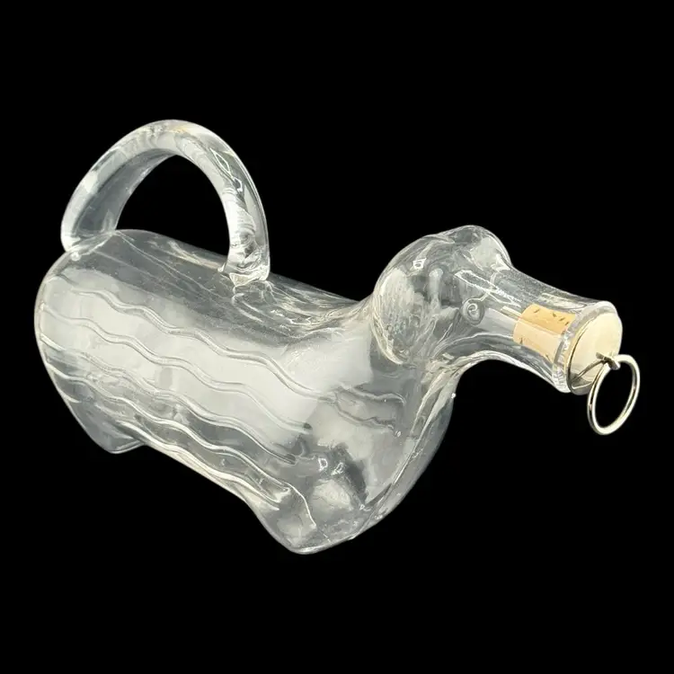 Swedish Glasswork Gullaskruf Fyllehund (drunk dog) MCM Dachshund Decanter 11”