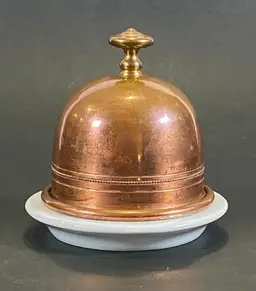 *VTG* APILCO French Classic Brass Dome Covered White Porcelain Butter Dish