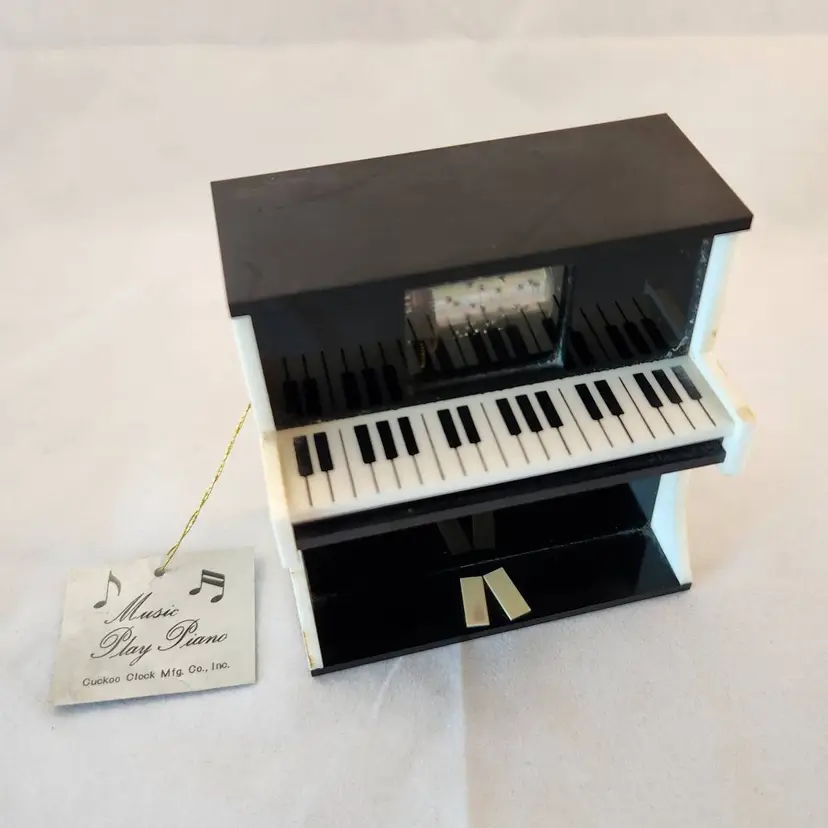 Vintage Music Play Piano 4" Heavy Plastic Upright Player Music Box 2 Tunes Works