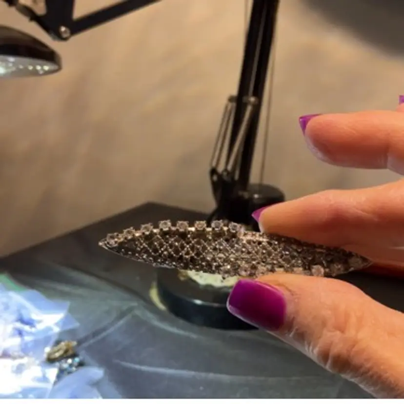 Silver Tone Hair Clip With Rhinestones