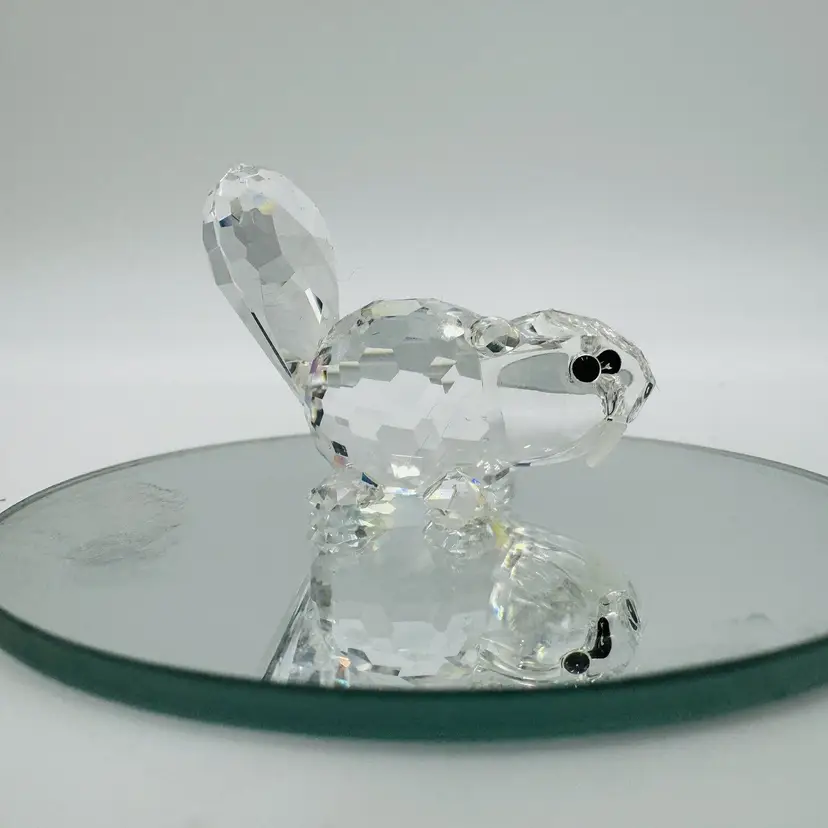 Swarovski Silver Crystal Figurine Baby Beaver  Austria Tail Up