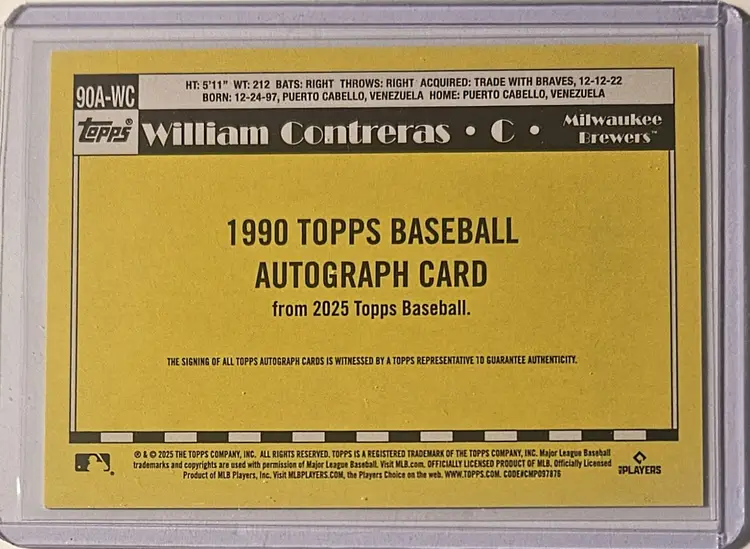 2025 Topps Series 2 1990 William Contreras Auto
