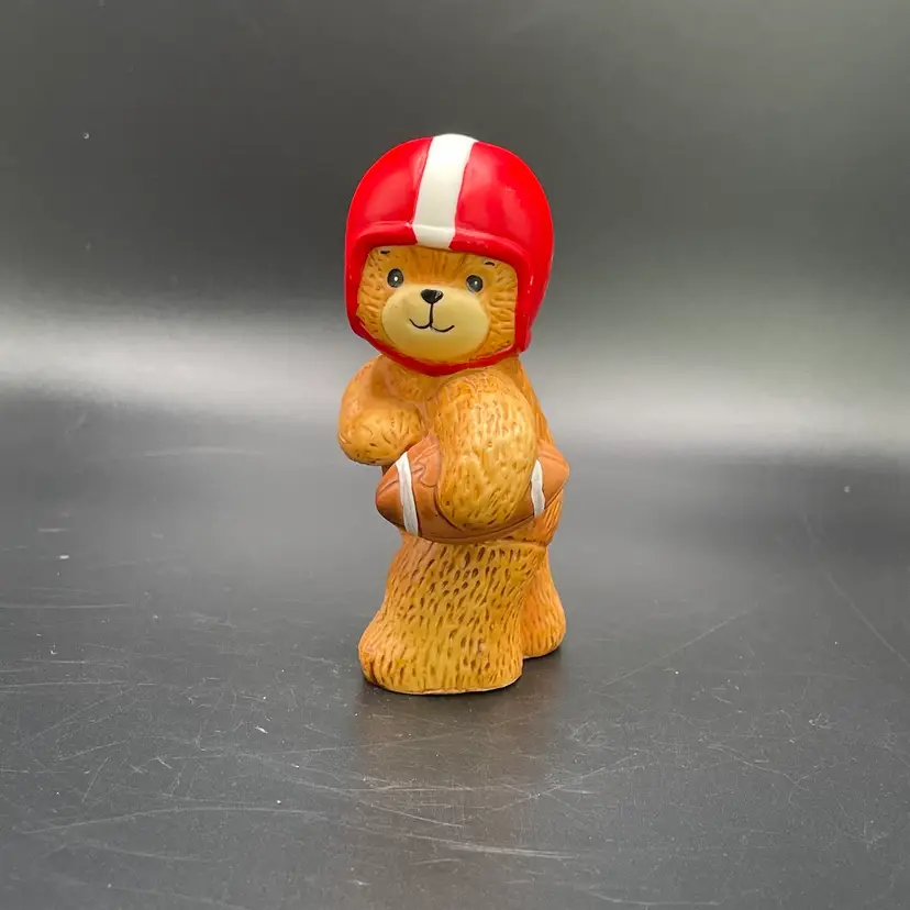 Enesco Lucy & Me Bear with Football Ceramic Anthropomorphic Vintage Figurine