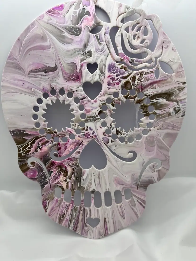 Original Artwork. Painted Wood Sugar Skull