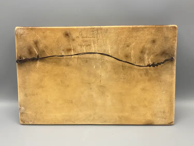 Antique A. Osborne Ivorex Plaque 1905 "Extraordinary Fox Chase" Wall Hanging - Etched Signature