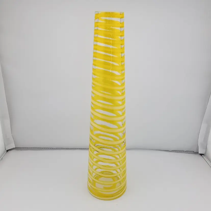 Yellow and white swirl glass vase