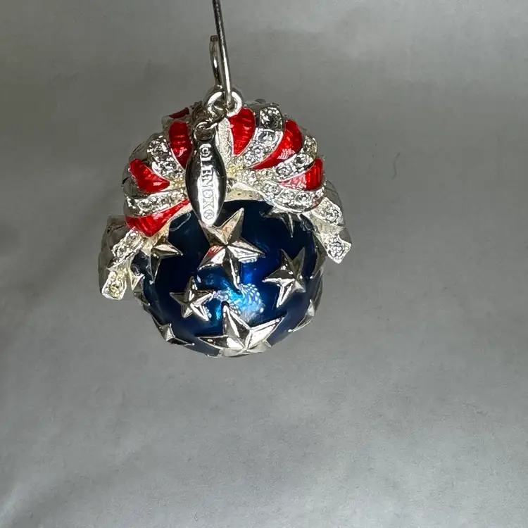 Lenox Star Spangled Ball Patriotic Silver plated Ornament With Box