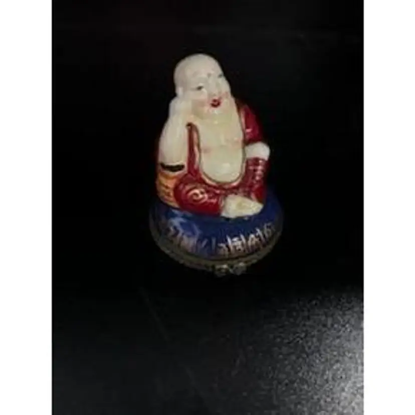 Vintage Porcelain Hinged Buddha Trinket Box
