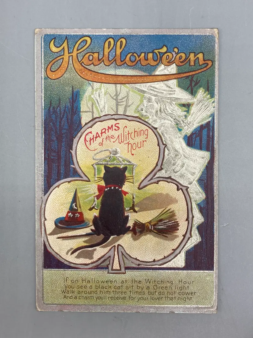 Antique Halloween Charms of the Witching Hour Postcard - postmarked 1911