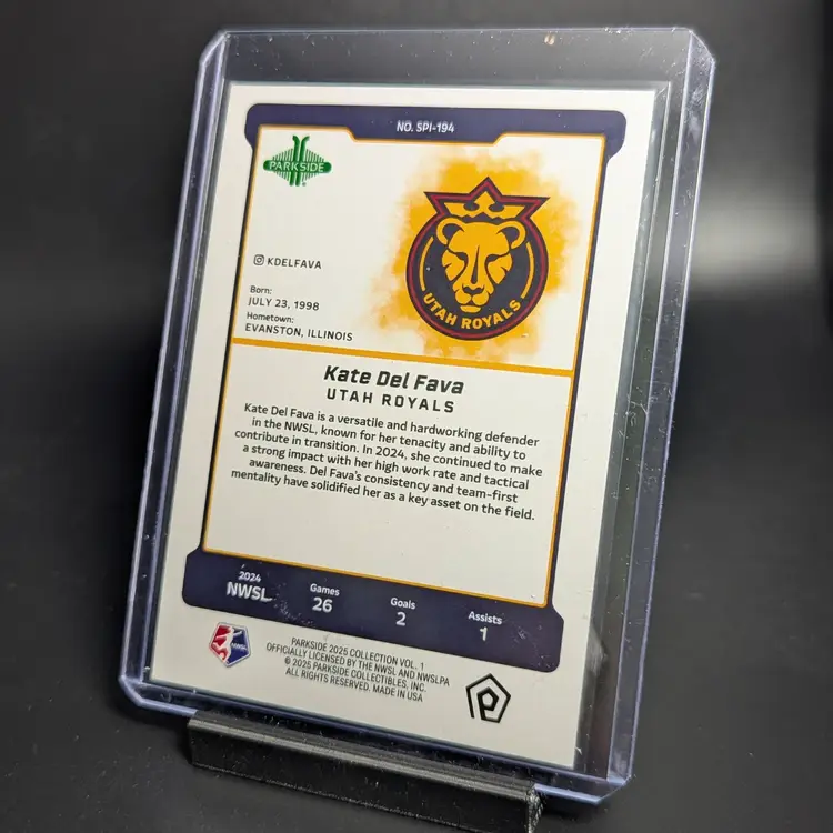 2025 Parkside NWSL Vol 1 Ironwoman /Fe (/26) Kate Del Fava Utah Royals