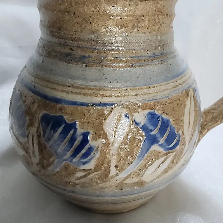 Sandy Vitarelli Pottery Stoneware Pitcher / Vase Tropical Blue White Hawaii