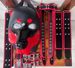“Doberman”mask + Leather harness restraints