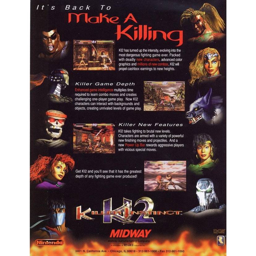 Killer Instinct 2 Arcade Game FLYER Original UNUSED 1995 Video 