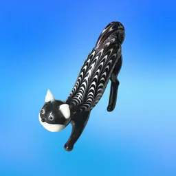 #01 Lennox, Black And White Glass Art Cat
