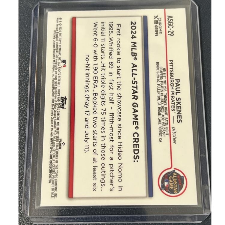 Paul Skenes 2024 Topps Chrome Update All-Star Rookie Refractor #ASGC-29 Pirates