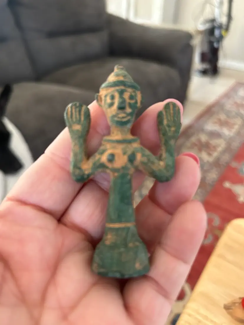 Cast Brass W/ Green Patina Dagestan Figure.