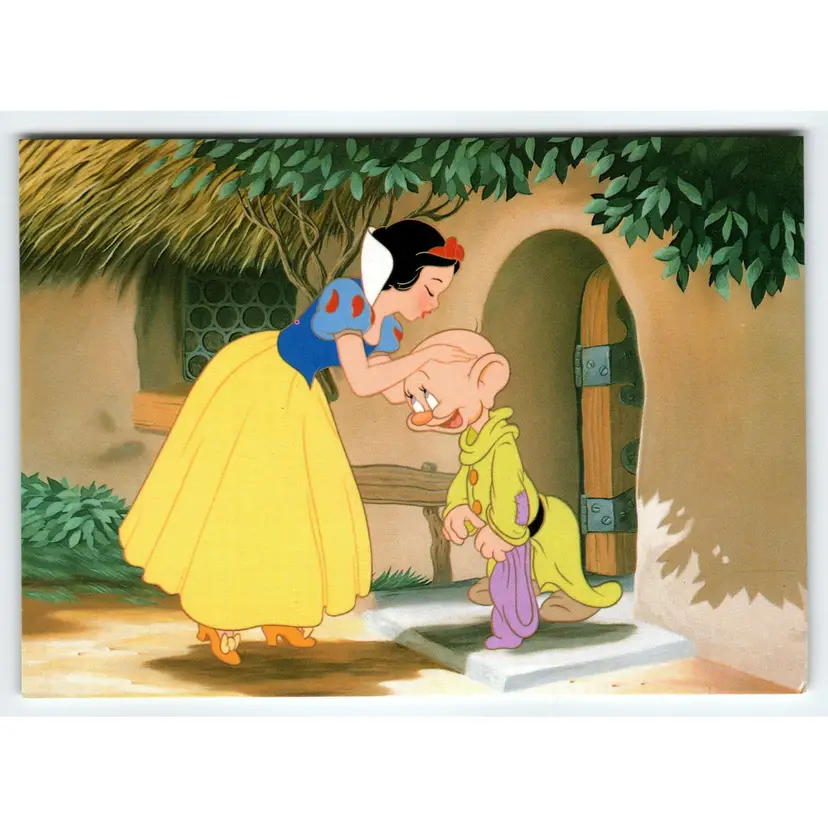 Dopey At The Door Snow White And The Seven Dwarfs Disney Postcard Vintage Unused