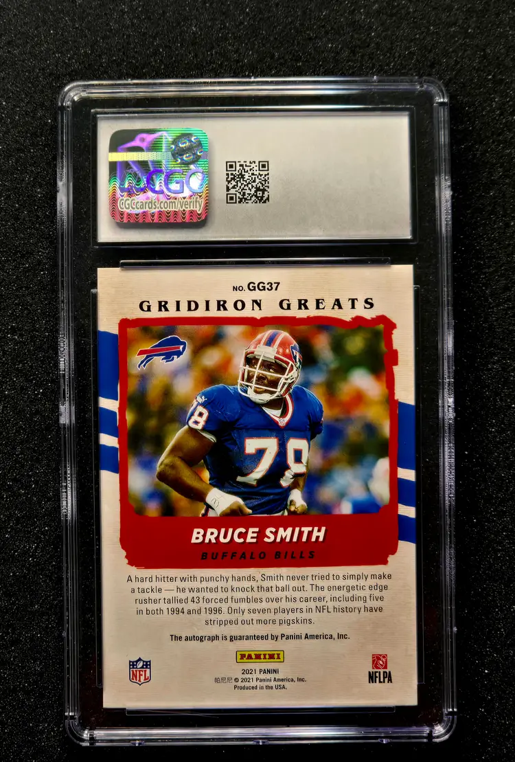 2021 Panini Donruss #GG37 Gridiron Greats Bruce Smith Autograph CGC 10 Auto 10