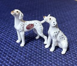 miniature Dalmatian Dog Figurines 2.25” Bone China Japan