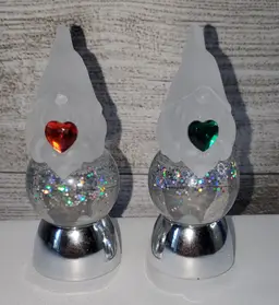 Gnome Light-up Glitter Globes Red & Green 4 in