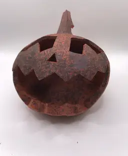 Jack O Lantern pumpkin Clay Candy Dish Halloween Decor Signed by Artist