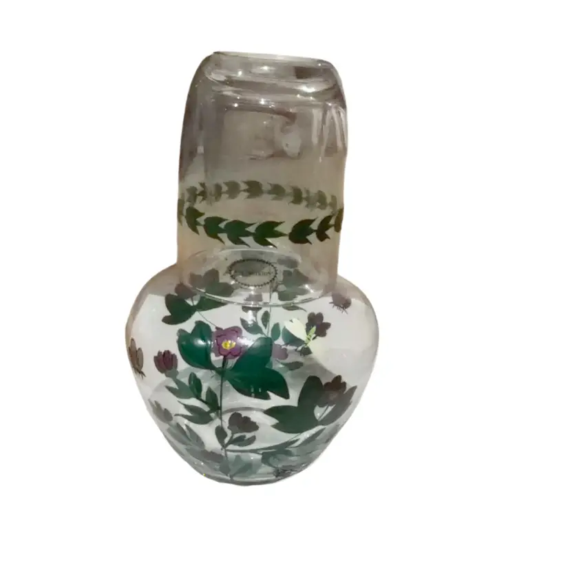 Vintage Portmeirion Botanic Garden Glass Tumble Up Brand New Night Carafe Bedside Carafe Hand Painted Butterflies