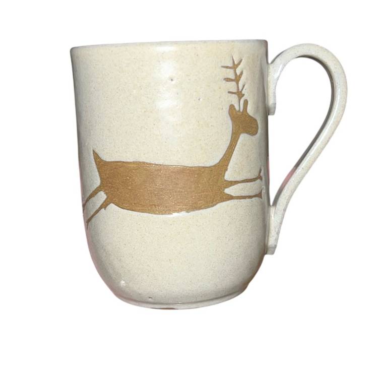 Vintage Serra Da Capivara Reindeer Mug Brazilian Pottery 8oz