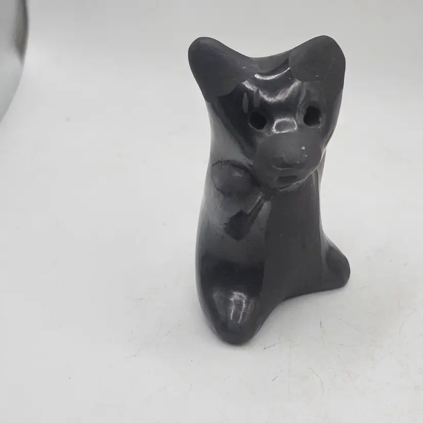 Black art pottery bear miniature Figurine