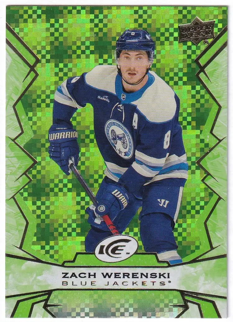 2022-23 Upper Deck Ice Green #86 Zach Werenski Columbus Blue Jackets Hockey Card