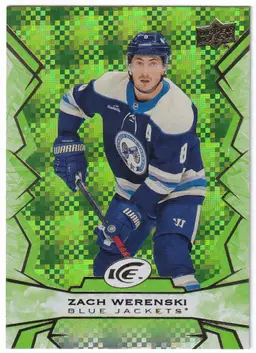 2022-23 Upper Deck Ice Green #86 Zach Werenski Columbus Blue Jackets Hockey Card