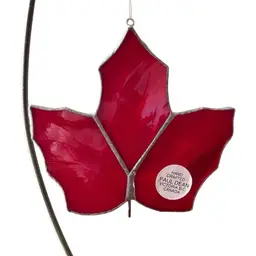 Stained Glass Maple Leaf Suncatcher Ornament Hand Crafted Paul Dean Canada