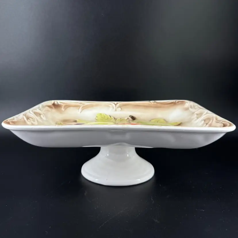 Vintage Fruit Ceramic Footed Dish Marked “Made In Japan”