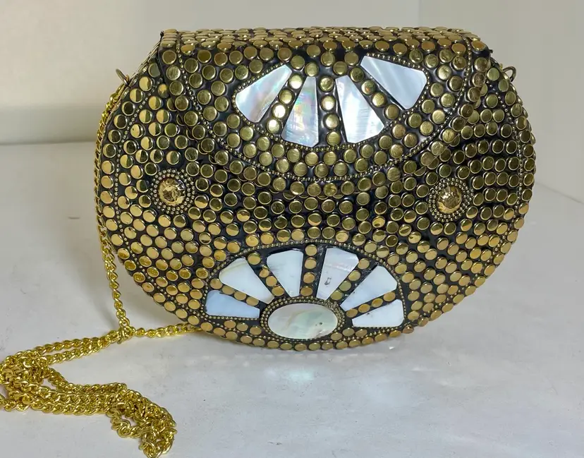 Purse Handmade Hard shell Metal with Mosaic Enamel Women Bag Gift