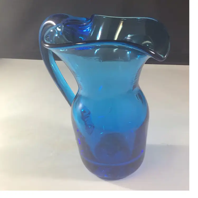 Hand blown Heart Shape Mouth Pitcher With Applied Handle