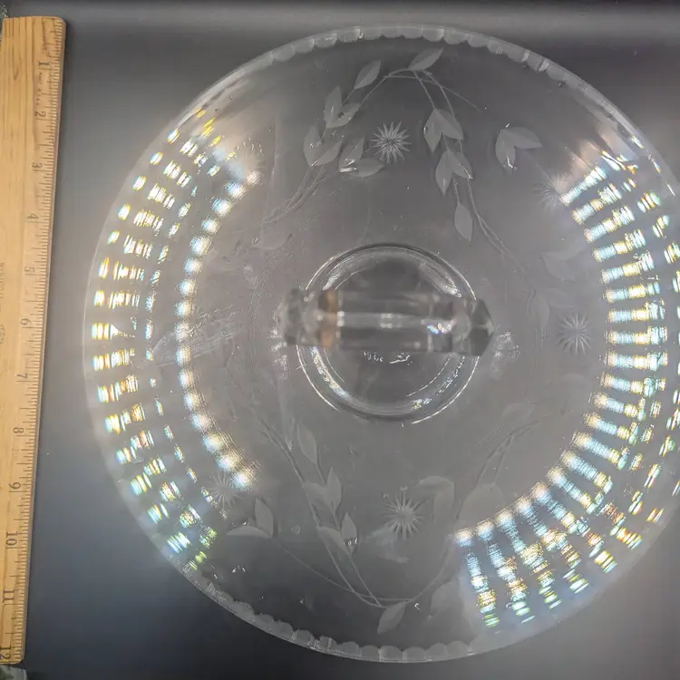 Vintage Mid Century Clear Glass Serving Tidbit Dessert Sandwich Plate