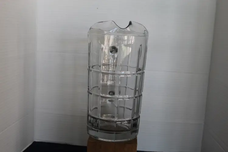 Anchor Hocking Manchester Heavy Glass Clear Tartan Pitcher 50 oz  9.5" Vintage