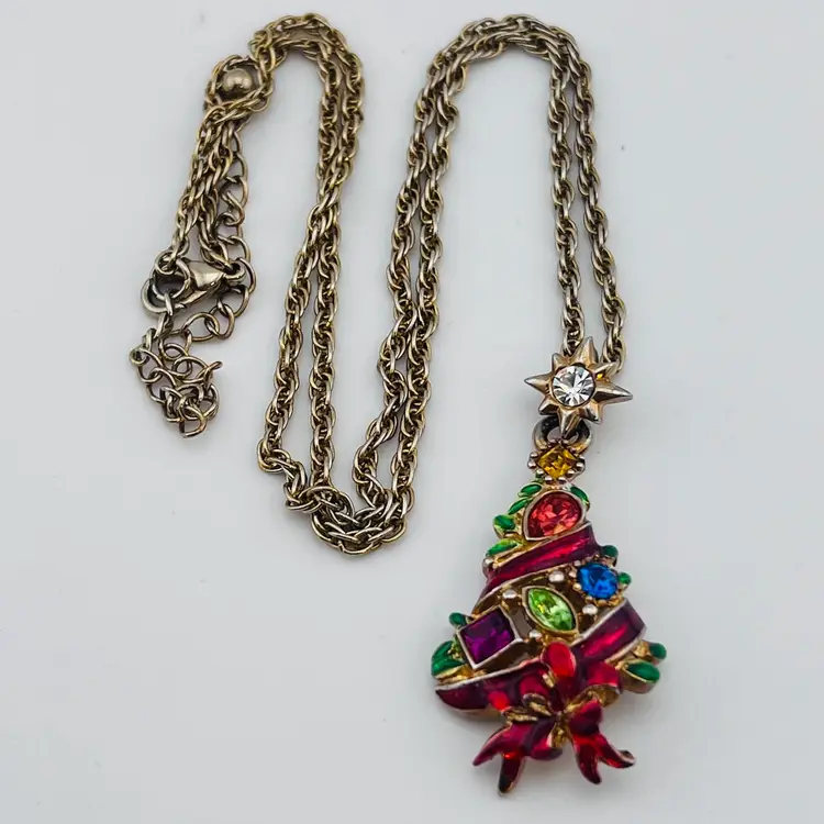Vintage Christopher Radko Christmas Tree  Necklace