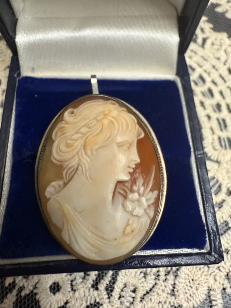 Vintage 900 Silver And She’ll Cameo Pendent Brooch