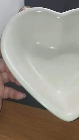 Vintage Pfaltzgraff Heirloom Heart Dish Bowl 8” White Ivory Stoneware USA Made