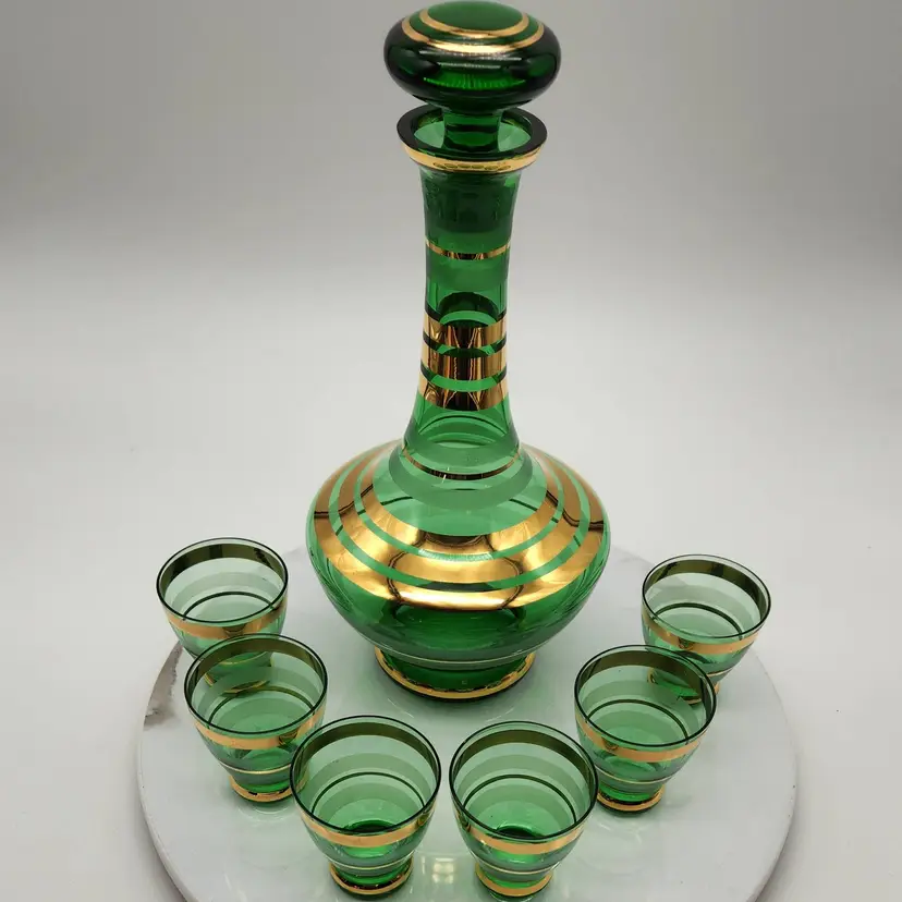 MCM Decanter Genie Bottle Emerald City Green & Gold 9½"H