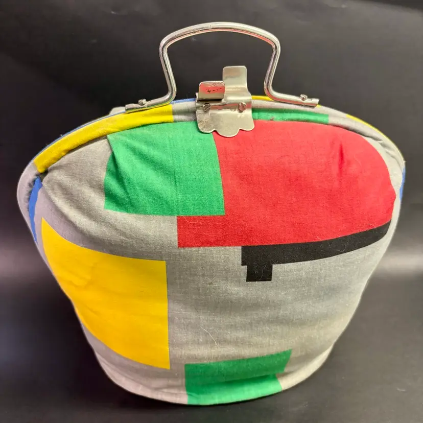 Vintage Mondrian Print Tea Caddy Padded Carry Case 13”x12”*