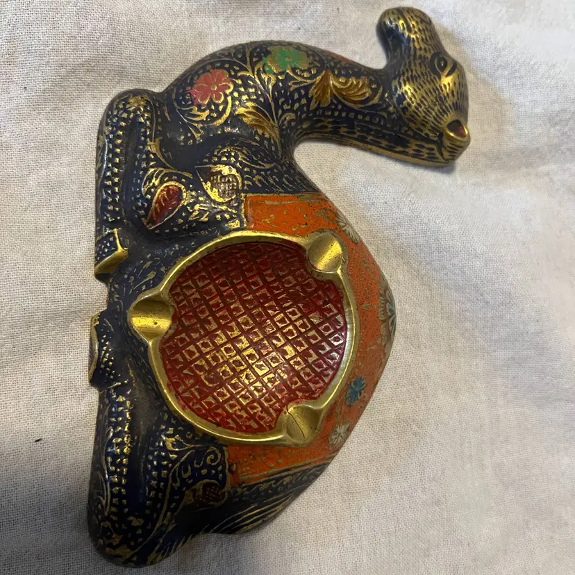 Brass Camel Ashtray Handpainted - Glowy Paint!!!