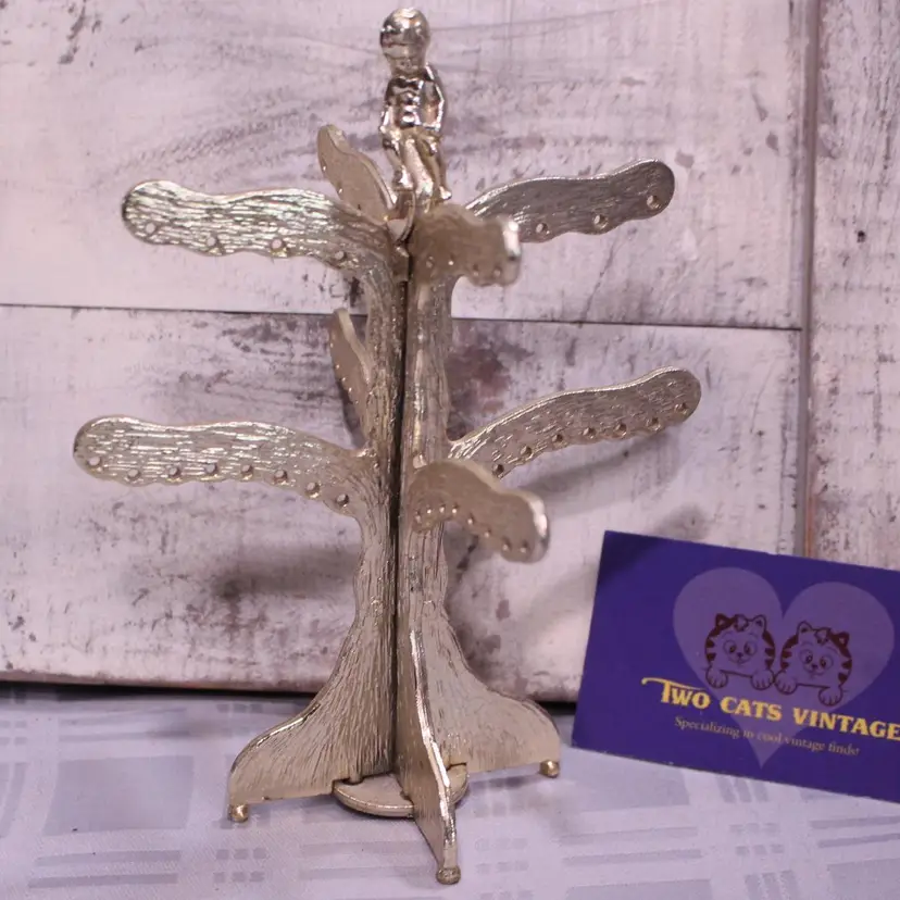 Vintage Brass Cherub Earring Display Holder