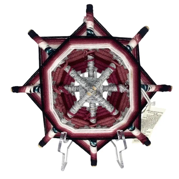 Ojo de Dios Mandala Gods Eye 8 Point Multicolor Woven Yarn Wall Art 12 Inch