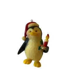 Gorgeous Penguin In A Santa Hat Holding A Red Candle 🕯️ Christmas Ornament
